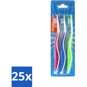 Sence - Fresh 3D-Extra Clean - Tandenborstels - Medium - 3 Tandenborstels - Bulkverpakking - 25 stuks
