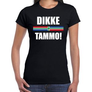 Dikke tammo met vlag Groningen t-shirt zwart dames - Gronings dialect cadeau shirt M
