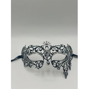 Venetiaans Masker voor vrouwen - elegant zwart metalen gala masker met schitterende glinsterende strass steentjes - Gemaskerd bal masker met de hand gelaserd