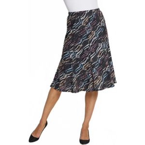 Halflange uitlopende rok van bedrukt breisel