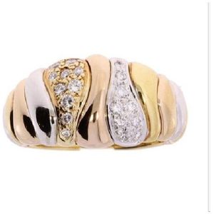 damesring - tricolor - 14 karaat - geelgoud - witgoud - roségoud - diamant - sale Juwelier Verlinden St. Hubert - van €1370,- voor €965,-