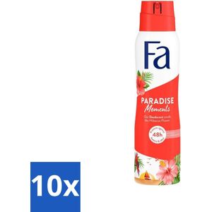 Fa - Paradise Moments - Deodorant Spray - Hibiscusbloem - 150 ml - Bulkverpakking - 10 stuks