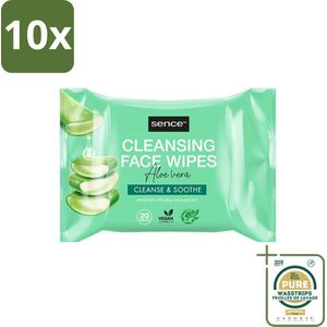 10 x Sence - Aloë Vera - Gezichtsreinigingsdoekjes - Verzachtend - 20 Doekjes - Grootverpakking - Gezichtsreinigingsdoekjes Aloë Vera - Reinigingsdoekjes - Aloë Vera Doekjes - Gezichtsdoekjes - Gezichtsreiniging