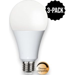 3-Pack | Standaard bol - E27 - 19W - Koel Wit - 4000K - Dimbaar - Opaal