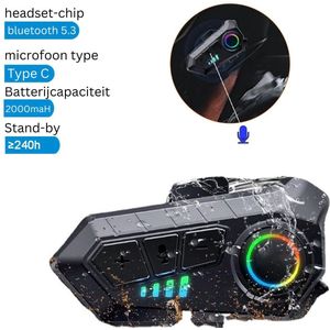 Intercom Motor Helm - Motor Communicatie Handsfree - Motorhelm Headset Waterdicht Bluetooth Draadloos - Zwart/Zachte Microfoon