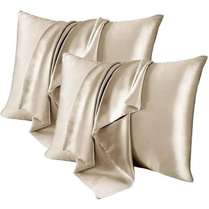Kussensloop - Kussenhoes - 100% Polyester In Champagne Gold En 48X74Cm - 2 Stuks - Voor Slaapkamer En Woonkamer Champagne Gold