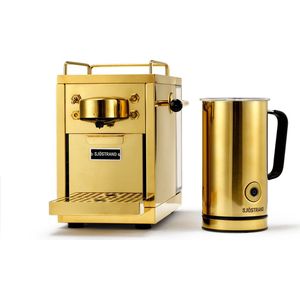 Sjöstrand Espresso Capsule Machine The Original Brass + Melkopschuimer - Goud - Set