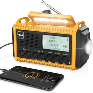 oCreon Draagbaar Radio DAB+/DAB/FM - 5000mAh Kurbelradio - LED Licht - SOS Alarm - Solar (Outdoor)