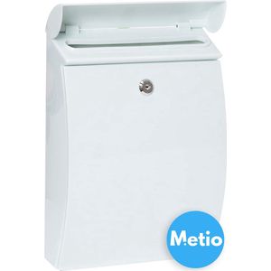 Metio - Wandbrievenbus - Maat M (DIN A4) - Weer- & Corrosiebestendig - Met Inwerpklep & Sleutels - Wit Kunststof