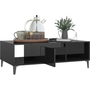 The Living Store Salontafel Industrieel - 103.5 x 60 x 35 cm - Hoogglans zwart