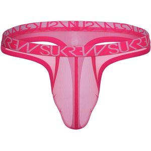 SUKREW Sheer Low-rise Thong Elect Pink - MAAT S - Erotisch Heren Ondergoed - String voor Man - Sexy mannen String
