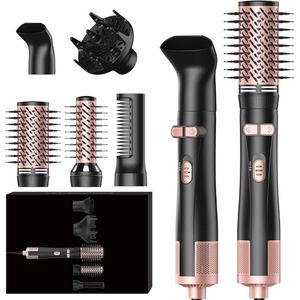 ApexArte® Fohnborstel - Krulborstel - Krultang 5 in 1 - Roze en Zwart