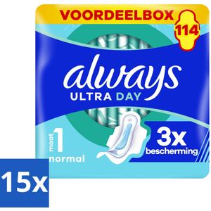 Always - Maandverband - Normal - Met Vleugels - Maat 1 - 114 Maandverband - Bulkverpakking - 15 stuks