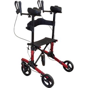 Aidapt lichtgewicht onderarm rollator - rood - 4 wielen