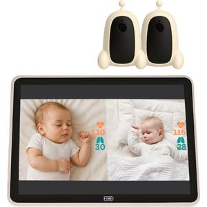 B-Care Nova Sense Touch – Babyfoon Met 2 Camera's – 7.0 Inch HD Touchscreen – Contactloze Hartslag & Ademhalingssensor Met AI-Technologie – Quad Screen – Bewegingszone – Uitbreidbaar Tot 4 Camera’s – Zonder Wifi en App