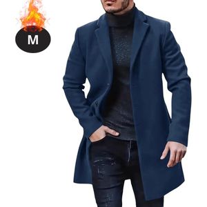 Nivard Winterjas - Trenchcoat - Heren - Winter - Herfstjas - Volwassen - Stijlvol - Knopen - Marineblauw - S
