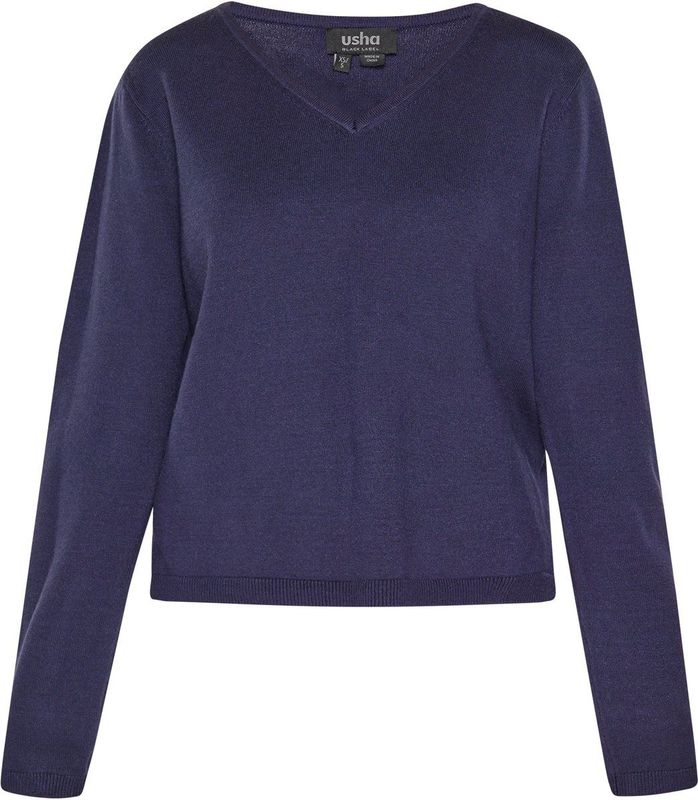 usha - BLACK LABEL - Trui - Navy - V-hals - Lange Mouw