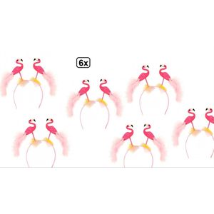 6x Diadeem Flamingo summer - zomers themafeest hoofdeksel haarband hawai tropical carnaval festival hoofddeksel