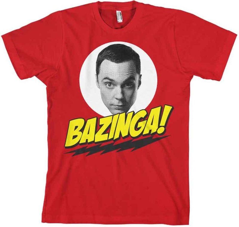 T-shirt - Rood - The Big Bang Theory - Heren - Bazinga Sheldons Head