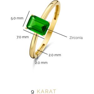 Beloro Jewels - La Milano Colori - Dames Ring - Goud/Groen - 9 Karaat