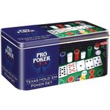 Texas Hold'em Poker Set in Tin - Complete Pro Poker Set for Ages 11+, Includes 200 Chips, 2 Decks of Cards, and Poker Mat