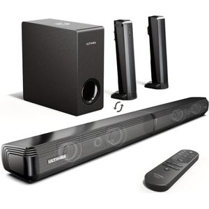 Soundbar – Home Cinema Speaker – Draadloze Speaker – TV Speaker – Audio System – 4.1 Kanaals Surround – 200W Piekvermogen – Draadloze Subwoofer met Afneembare Soundbar