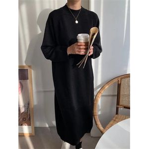 Dames Gebreide O-hals Jurk Herfst Winter 2024 – Casual Oversized Lange Mouw Trui, Rechte Lange Jurk, Zwart / Grijs / Beige Gebreide Jurk, Mode Dames Jurk 2024