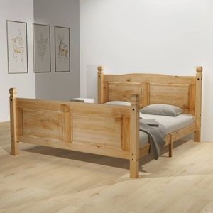 The Living Store Corona Bedframe - 162.5 x 216 x 112.5 cm - Massief grenenhout - Bruin
