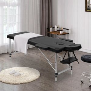 Seastone - Mobiele Aluminium Massagetafel - Zwart - Behandeltafel - Opvouwbaar - Incl. Opbergtas