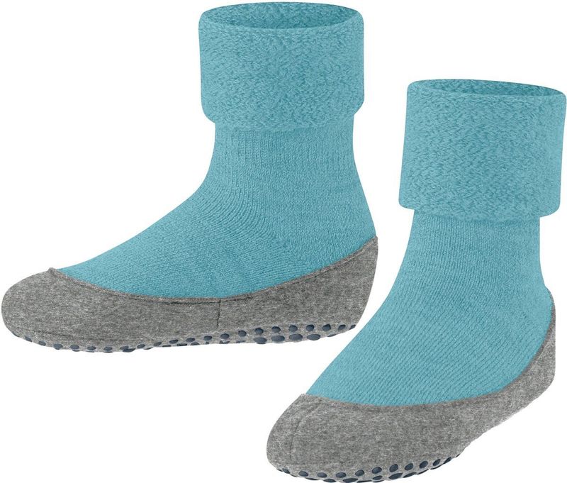 FALKE Cosyshoe Minis Noppen op de zool wol huissokken kinderen blauw - maat 21-22