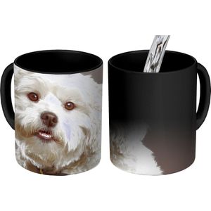 Magische Mok - Foto op Warmte Mokken - Koffiemok - Maltezer honden portret - Magic Mok - Beker - 350 ML - Theemok