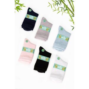 Mives Bamboe Baby Sokken - 0-1 JAAR - 6 kleur - 6 Paar - Kindersokken - Babysokken