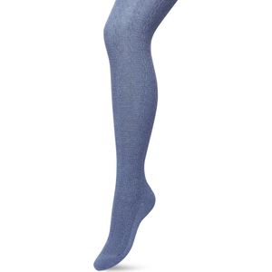 Bonnie Doon Bio Kabel Maillot Dames Jeans Blauw maat S/M - Ingebreid Kabel patroon - Biologisch Katoen - Uitstekend draagcomfort - Classic Cable Tights - OEKO-TEX - Gladde Naden - Klassiek - Denim Blue Heather - BP211903.214