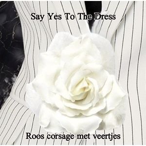 SYTTD - Corsage met veren - room wit - haarduckklem, haarelastiek en brôchespeld - ca. 9,5 cm - volwassenen jeugd - vrouwen meisjes - Casual Bruiloft Gala Feest