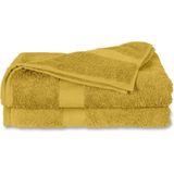 Twentse Damast Luxe Katoenen Badstof Handdoeken - Badhanddoeken - 2 stuks - 50x100 cm - Oker Geel