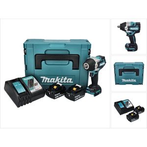 Makita DTW 700 RTJ accu slagmoersleutel 18 V 700 Nm 1/2"" XPT Borstelloos + 2x oplaadbare accu 5.0 Ah + lader + Makpac