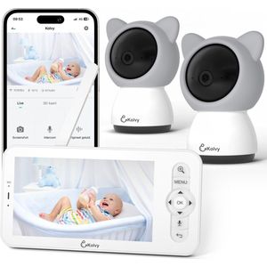 Kolvy® Babyfoon Pro DUO - Intelligente Baby Monitor - Babyfoon met Camera en App - Twee Camera's - 1080p - Nachtzicht - Tweeweg Audio - Inclusief Slaapliedjes