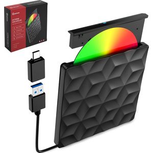 Quarum Externe DVD/CD Speler & Brander - Voor Laptop & MacBook - Data & Voeding via USB 3.0 of USB-C - Plug & Play- 0027