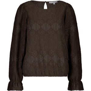 Red Button T-shirt Top Ajour Srb4645 Brown Dames Maat - XS