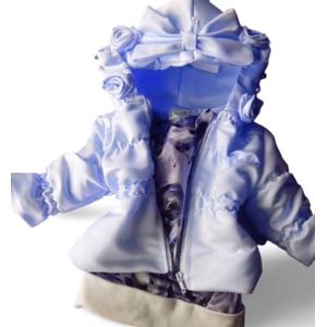Maat 80 Zomerjas Blauw baby en kind Jas glitter kinderjas met roosjes babyblauw