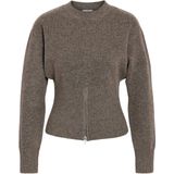 Noisy may - Trui - Bruin Gemêleerd - Lange Mouw - Halve Rits