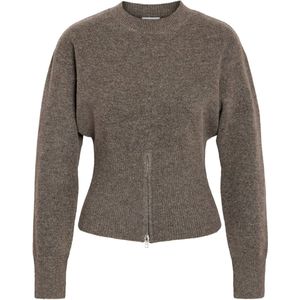 Noisy may - Trui - Bruin Gemêleerd - Lange Mouw - Halve Rits