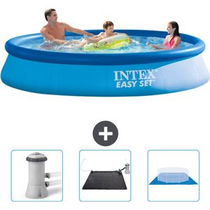 Intex Rond Opblaasbaar Easy Set Zwembad - 366 x 76 cm - Blauw - Inclusief Zwembadfilterpomp - Solar Mat - Grondzeil