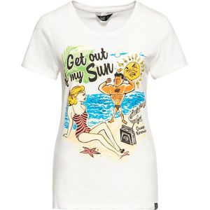 Queen Kerosin Damen Get out of my sun Classic T-Shirt Offwhite-S
