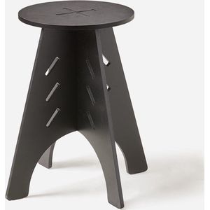 Rootz Houten Bijzettafel - Salontafel - Tenon Joint Table - Eenvoudige montage - Milieuvriendelijk - Geluidsreducerende vloerbeschermers - H48,5 x Ø30,5cm - Zwart