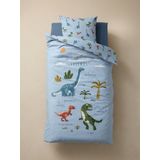 Vertbaudet - Dekbedovertrekset DINO FRIENDS - Kind - Gerecycled Katoen - Inclusief Kussensloop