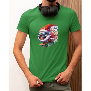 Skater Santa Santa - Kerst T-shirt Groen - Grappig T-shirt - Maat S - Kerst Cadeau Mannen - Limited Edition