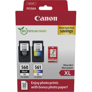Canon PG 560 XL/CL 561 XL - Inktcartridges - Inclusief gp5014x6 Fotopapier + Retourzakje