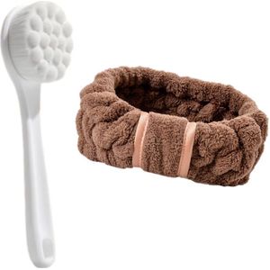 Handige borstel wit met haarband Taupe - Gezichtsreinigingsborstels Huidverzorging voor Droge huid - Gevoelige huid - Normale huid | Haarband Non-Slip voor Meiden - Tieners - Vrouwen - Volwassenen- haarbanden Dagelijks gebruik