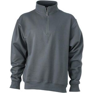 James and Nicholson Uniseks werkkleding Half Ritssweatshirt (Koolstofgrijs)